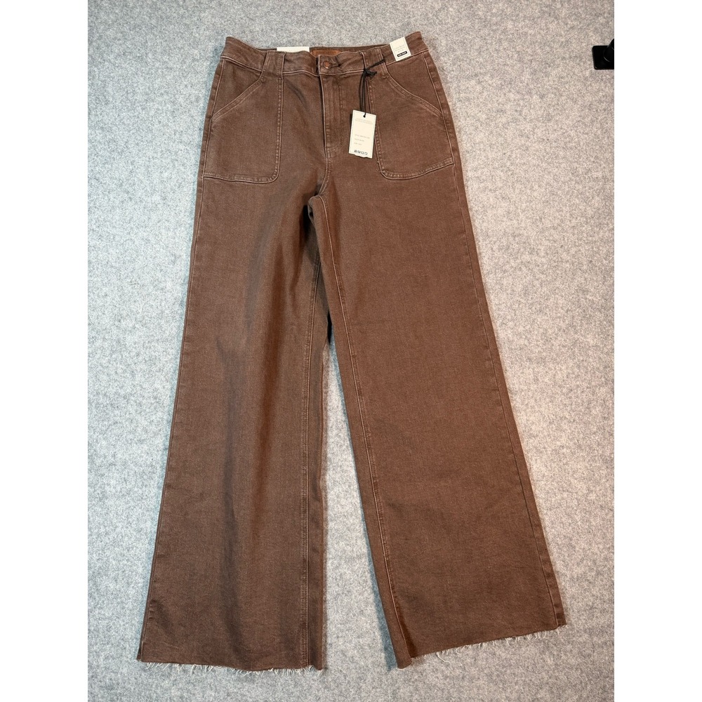 Judy Blue Retro Wide Leg High Waist Brown Jeans Raw Hem Size 13/31 NWT